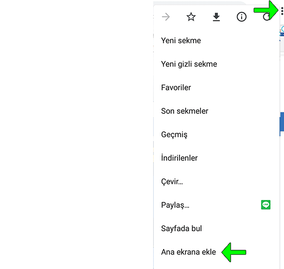 Android Chrome ana ekrana ekle adımları